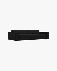 CANAPEA CU 3 LOCURI JODIE, 204X99 CM, ADANCIME SCAUN 62 CM, NEGRU, TAPITAT CU TAPITERIE DIN TEXTIL STRUCTURAT MEGAN, MICADONI - Img 2