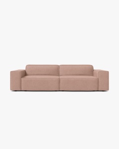 CANAPEA CU 3 LOCURI JODIE, 204X99 CM, ADANCIME SCAUN 62 CM, ROZ PUDRAT, TAPITAT CU TAPITERIE DIN TEXTIL BOUCLE BALOO, MICADONI