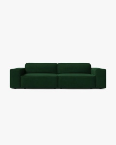 CANAPEA CU 3 LOCURI JODIE, 204X99 CM, ADANCIME SCAUN 62 CM, VERDE SMARALD, TAPITAT CU TAPITERIE DIN TEXTIL CATIFEA BLUVEL, MICADONI