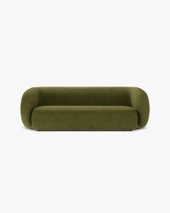 CANAPEA CU 3 LOCURI KATE, VERDE MASLINIU INCHIS, 213X99 CM, TAPITAT CU TAPITERIE DIN TEXTIL BOUCLE BALOO, MICADONI