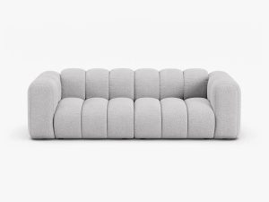 CANAPEA CU 3 LOCURI LUPIN 228, GRI DESCHIS, CU TAPITERIE DIN TEXTIL BOUCLE BALOO, MICADONI