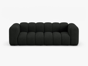 CANAPEA CU 3 LOCURI LUPIN 228, NEGRU, CU TAPITERIE DIN TEXTIL BOUCLE BALOO, MICADONI