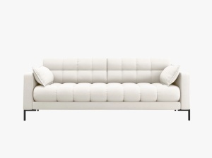 CANAPEA CU 3 LOCURI, MAMAIA, BEJ DESCHIS NEVE, CU TAPITERIE DIN TEXTIL FIN, MICADONI