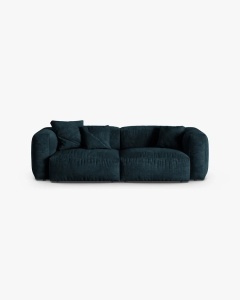 CANAPEA CU 3 LOCURI MARTINA, 120X184 CM, ADANCIME SCAUN 90 CM, ALBASTRU INCHIS, TAPITAT CU TAPITERIE DIN TEXTIL CATIFEA VOGUE, MICADONI