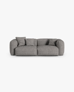 CANAPEA CU 3 LOCURI MARTINA, 120X184 CM, ADANCIME SCAUN 90 CM, GRI GRAFIT, TAPITAT CU TAPITERIE DIN TEXTIL BOUCLE MONET, MICADONI