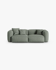 CANAPEA CU 3 LOCURI MARTINA, 120X184 CM, ADANCIME SCAUN 90 CM, VERDE MUSCHI, TAPITAT CU TAPITERIE DIN TEXTIL STRUCTURAT BOSTON, MICADONI