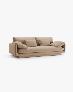 CANAPEA CU 3 LOCURI, TORINO, 220X103, BEJ MIGDALA, CU TAPITERIE DIN TEXTIL CATIFEA CASINO, MICADONI