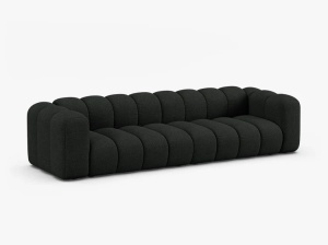 CANAPEA CU 4 LOCURI LUPIN 288, NEAGRA, CU TAPITERIE DIN TEXTIL BOUCLE BALOO, MICADONI - Img 2