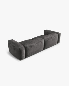 CANAPEA CU 4 LOCURI, MARTINA, GRI, 320 CM, CU TAPITERIE DIN TEXTIL CATIFEA VOGUE, MICADONI - Img 3