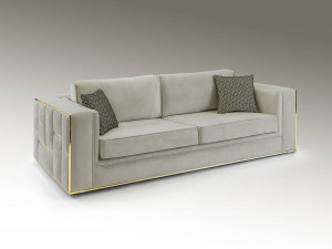 CANAPEA DE LUX, BERLIN, 9031258, 3 LOCURI, GRI DESCHIS/AURIU, DESIGN MODERN