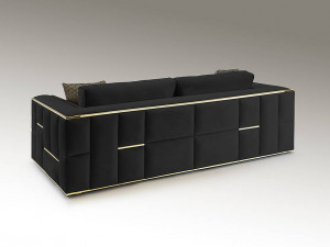 CANAPEA DE LUX, BERLIN, 9031289, 3 LOCURI, NEGRU/AURIU, DESIGN MODERN - Img 3
