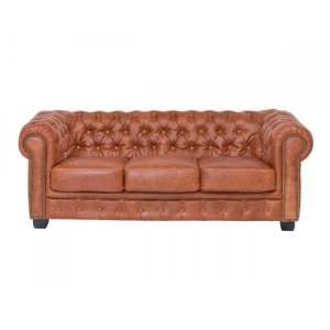 CANAPEA DE LUX CHESTERFIELD 155CM, 3 LOCURI, DIN PIELE NATURALA, CULOARE MARO, ARTIM SELECTION