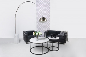CANAPEA DUBLA NEAGRA DIN PIELE NATURALA SOFT LC2 STIL MODERN - Img 6