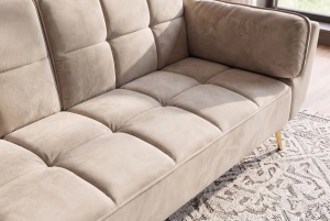 CANAPEA EXTENSIBILA BOUTIQUE 215CM, 3 LOCURI, REALIZATA DIN LEMN MASIV SI CATIFEA , CULOARE BEJ, INVICTA INTERIOR - Img 2