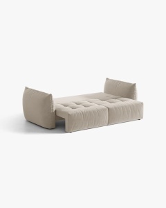 CANAPEA EXTENSIBILA CU 3 LOCURI, BLOOM, 250 CM, BEJ DESCHIS, CU TAPITERIE DIN TEXTIL CATIFEA CASINO, MICADONI - Img 4