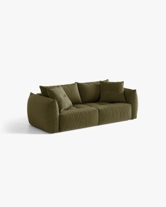 CANAPEA EXTENSIBILA CU 3 LOCURI, BLOOM, 250 CM, VERDE DESCHIS, CU TAPITERIE DIN TEXTIL CATIFEA CASINO, MICADONI - Img 2