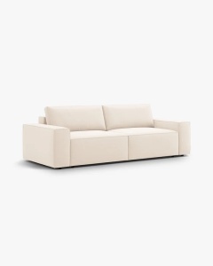 CANAPEA EXTENSIBILA CU 3 LOCURI, JODIE, 107X472 CM, ADANCIME SCAUN 62 CM, BEJ DESCHIS, TAPITAT CU TAPITERIE DIN TEXTIL CATIFEA BLUVEL, MICADONI - Img 3
