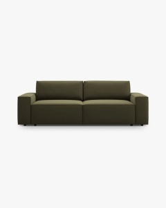 CANAPEA EXTENSIBILA CU 3 LOCURI, JODIE, 107X472 CM, ADANCIME SCAUN 62 CM, VERDE, TAPITAT CU TAPITERIE DIN TEXTIL CATIFEA BLUVEL, MICADONI