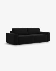 CANAPEA EXTENSIBILA CU 3 LOCURI, JODIE, 107X472 CM, ADANCIME SCAUN 62 CM, NEGRU, TAPITAT CU TAPITERIE DIN TEXTIL CATIFEA BLUVEL, MICADONI - Img 3