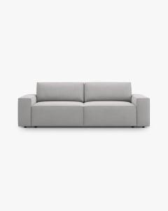 CANAPEA EXTENSIBILA CU 3 LOCURI, JODIE, 107X472 CM, ADANCIME SCAUN 62 CM, GRI DESCHIS, TAPITAT CU TAPITERIE DIN TEXTIL STRUCTURAT MEGAN, MICADONI