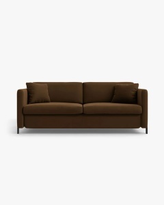 CANAPEA EXTENSIBILA GLORIA, CU 2 LOCURI, CIOCOLATIU, 102X186 CM, TAPITAT CU TAPITERIE DIN TEXTIL CATIFEA SALVADOR, MICADONI