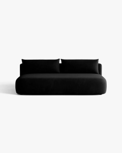 CANAPEA EXTENSIBILA HENA, CU 3 LOCURI, NEGRU, 205X112 CM, TAPITAT CU TAPITERIE DIN TEXTIL CATIFEA SALVADOR, MICADONI