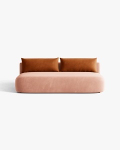 CANAPEA EXTENSIBILA HENA, CU 3 LOCURI, ROZ, 205X112 CM, TAPITAT CU TAPITERIE DIN TEXTIL CATIFEA SALVADOR, MICADONI