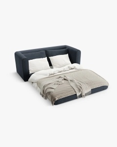 CANAPEA EXTENSIBILA LIDO, ALBASTRU INCHIS, 158X69 CM, TAPITAT CU TAPITERIE DIN TEXTIL STRUCTURAT SOLID, MICADONI - Img 2