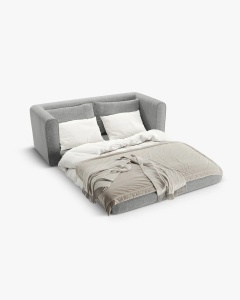 CANAPEA EXTENSIBILA LIDO, GRI CALD, 158X69 CM, TAPITAT CU TAPITERIE DIN TEXTIL STRUCTURAT BALTIMORE, MICADONI - Img 2