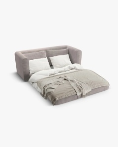 CANAPEA EXTENSIBILA LIDO, GRI CALD, 158X69 CM, TAPITAT CU TAPITERIE DIN TEXTIL BOUCLE CORAL, MICADONI - Img 3