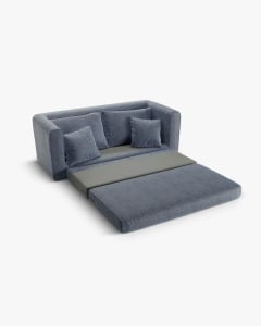 CANAPEA EXTENSIBILA LIDO, MELANJ ALBASTRU, 158X69 CM, TAPITAT CU TAPITERIE DIN TEXTIL STRUCTURAT BALTIMORE, MICADONI - Img 4