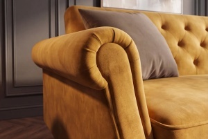 CANAPEA EXTENSIBILA LIVING MAISON 220CM, REALIZATA DIN CATIFEA, CULOARE GALBEN MUSTAR - Img 3