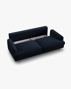 CANAPEA EXTENSIBILA NAOMI, CU 3 LOCURI, ALBASTRU ROYAL, 233X110 CM, TAPITAT CU TAPITERIE DIN TEXTIL CATIFEA SALVADOR, MICADONI - Img 7