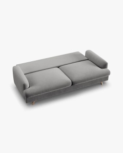 CANAPEA EXTENSIBILA NAOMI, CU 3 LOCURI, GRI, 233X110 CM, TAPITAT CU TAPITERIE DIN TEXTIL CATIFEA SALVADOR, MICADONI - Img 5