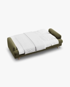 CANAPEA EXTENSIBILA NAOMI, CU 3 LOCURI, VERDE, 233X110 CM, TAPITAT CU TAPITERIE DIN TEXTIL CATIFEA SALVADOR, MICADONI - Img 3