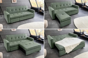 CANAPEA EXTENSIBILA, SMART 180CM, 2 LOCURI, CATIFEA VERDE RAIAT, ARTIM GROUP SELECTION - Img 2