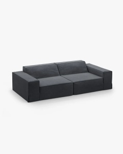 CANAPEA JODIE, CU 3 LOCURI, 204X99 CM, GRI ALBASTRU, TAPITAT CU TAPITERIE DIN TEXTIL STRUCTURAT LINS, MICADONI - Img 3