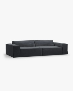 CANAPEA JODIE, CU 4 LOCURI, 244X99 CM, GRI ALBASTRU, TAPITAT CU TAPITERIE DIN TEXTIL STRUCTURAT LINS, MICADONI - Img 2