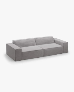 CANAPEA JODIE, CU 4 LOCURI, 244X99 CM, GRI CALD, TAPITAT CU TAPITERIE DIN TEXTIL STRUCTURAT LINS, MICADONI - Img 3