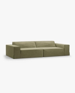 CANAPEA JODIE, CU 4 LOCURI, 244X99 CM, VERDE DESCHIS, TAPITAT CU TAPITERIE DIN TEXTIL STRUCTURAT LINS, MICADONI - Img 2
