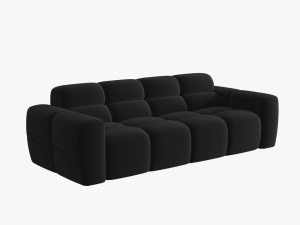 CANAPEA LISA, 4 LOCURI, 265 CM, NEGRU, TAPITERIE DIN CATIFEA, DESIGN DEOSEBIT - Img 3