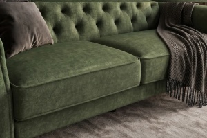CANAPEA LIVING EXTENSIBILA MAISON, 220CM, DIN LEMN SI MATERIAL TEXTIL FOARTE FIN( CATIFEA), CULOARE VERDE, INVICTA INTERIOR - Img 4