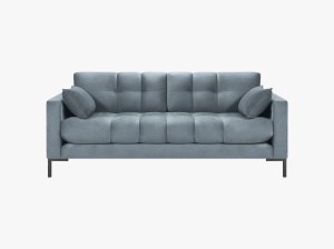 CANAPEA MAMAIA, 2 LOCURI, 152 CM, ALBASTRU DESCHIS 06/NEGRU, TAPITERIE DIN CATIFEA, DESIGN DEOSEBIT - Img 3