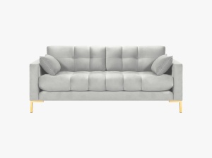 CANAPEA MAMAIA, 2 LOCURI, 152 CM, GRI DESCHIS 03/AURIU, TAPITERIE DIN CATIFEA, DESIGN DEOSEBIT - Img 3