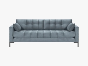 CANAPEA MAMAIA, 3 LOCURI, 177 CM, ALBASTRU DESCHIS 06/NEGRU, TAPITERIE DIN CATIFEA, DESIGN DEOSEBIT - Img 3