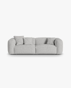 CANAPEA MARTINA, CU 3 LOCURI, ARGINTIU, 244 CM, CU TAPITERIE DIN TEXTIL BOUCLE MONET, MICADONI