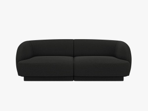 CANAPEA MILEY, CU 2 LOCURI, NEGRU, CU TAPITERIE DIN TEXTIL BOUCLE BALOO, MICADONI