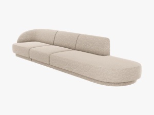 CANAPEA MILEY, CU 4 LOCURI, PE DREAPTA, BEJ, CU TAPITERIE DIN TEXTIL CHENILLE EDEN, MICADONI - Img 2