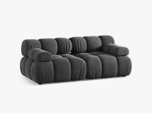 CANAPEA MODULARA BELLIS, CU 2 LOCURI, GRI, CU TAPITERIE DIN CATIFEA VENUS, MICADONI - Img 2