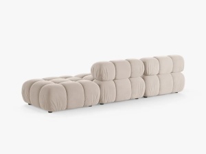 CANAPEA MODULARA BELLIS, PE DREAPTA, BEJ DESCHIS, CU TAPITERIE DIN CATIFEA VENUS, MICADONI - Img 3